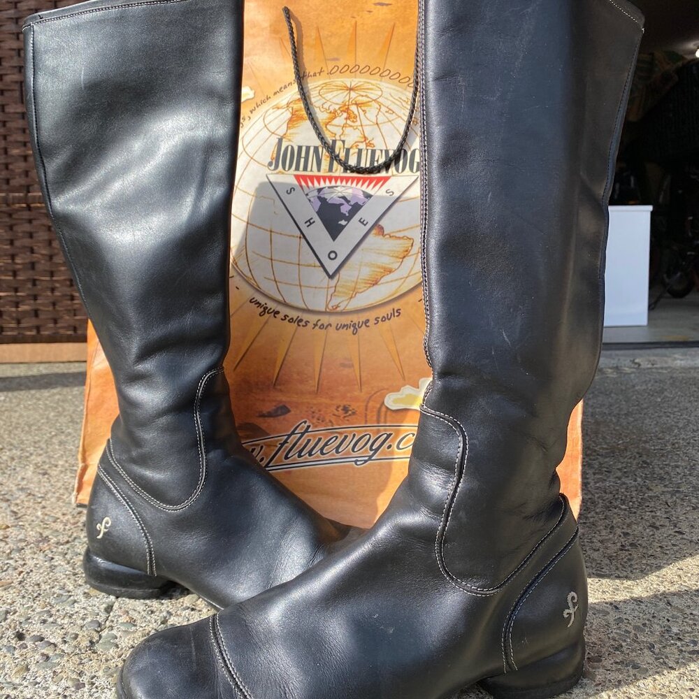 Black John Fluevog boots with Original Box, Size 10